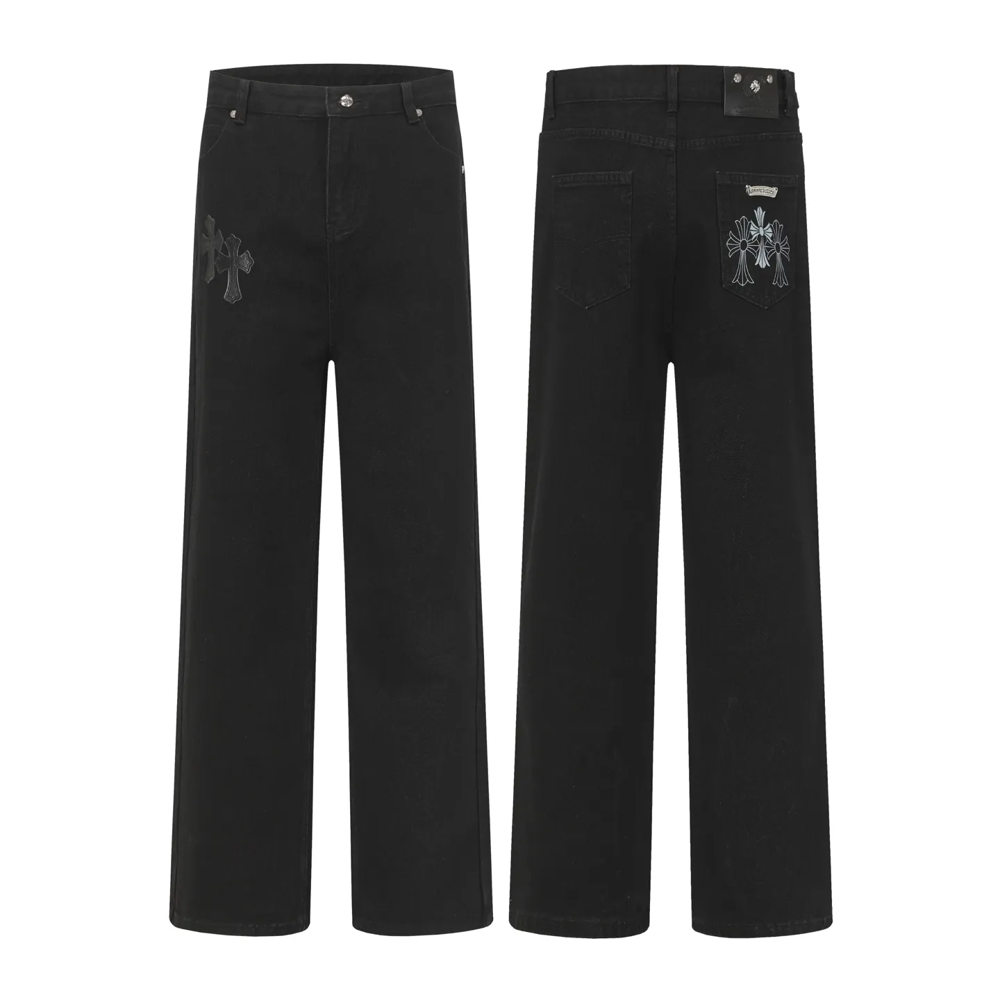P240 Cross-border quantity model, please do not place an order if you are pursuing quality - Chrome Hearts/Chrome Heart Cross ✝️ Inlaid embroidered washed jeans, trousers and casual pants - High weight, high density and high quality. The wool is soft, delicate and skin-friendly. It feels soft and silky. It has excellent warmth and skin-friendly properties. - Customized weaving and dyeing, no color difference. No matter the fabric or workmanship details, it beats the ordinary version on the market. - Hardware zipper accessories are all customized, full of details -Colour: washed black -Size: 28 30 32 34 36